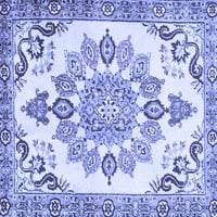 Ahgly Company Indoor Rectangle Medallion Blue Traditional Area Rugs, 5 '7'