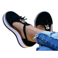 Дамски сандали платформа Глезена каишка велур горната Пискюл близо пръсти плосък плаж работна група Ежедневни обувки за дами