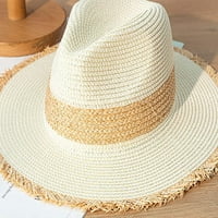 Дамски широка периферия плаж сламена шапка рол Федора летни слънчеви шапки УПФ Сламена шапка шапка