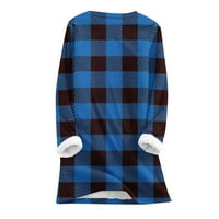 Jalioing Pullover Blouse for Women Fleece Inner Crewneck Цвят Блокиращ модерен отпечатан термичен връх с дълъг ръкав