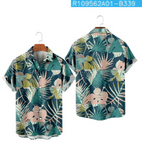 Възрастни хавайски ризи с къс ръкав бутон надолу новост риза за гърди и топ леки боулинг ризи за мъже жени