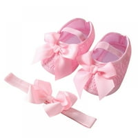 Бебешки момичета меки подходки обувки с принцеса с боукен + комплект за лента за глава