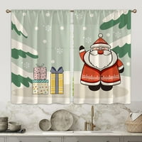 Beiwei Коледен прозорец Завеса декор завеси прът джоб луксозен кратък панел Топър Полусърд Стил за валанси- W: 35 H: 59* Панели