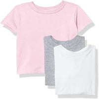 Marky G Apparel Baby and Toddler Тениски с къс ръкав памучна фланелка екипаж-деколте, бяло розово хедър