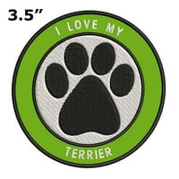Обичайте моя териер 3.5 Желязо или шиене бродирани апликации за новост - Семеен домашен любимец кучешки породи животни кучешка лапа - ваканционен сувенир турист