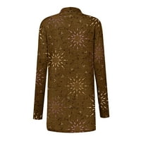 Дамска мода случайни Цветен печат средна дължина жилетка яке палто
