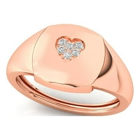 Сърдечен диамантен пръстен, 14k твърд жълт златен пръстен, сватбен пръстен, подарък за приятелка, обещаващ пръстен