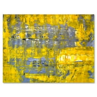Сиво Среща Жълто Абстрактно Изкуство Живопис Платно Изкуство Печат