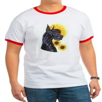 Cafepress - C BLK Слънчогледов звънец T - памучна тениска с пръстен