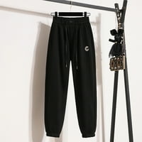 Зимни панталони на Aayomet за жените ежедневни памучни джоги, женски суитчъри, леки джоги, черни XL, черни XL