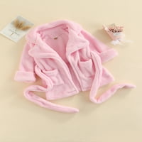 Бебешко бебе фланелен халат дебел твърд цвят плюшен халат унизиден халат с джоб за колан