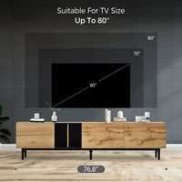 Аукфа модерна телевизионна стойка за телевизори до 80 - развлекателен център шкаф за съхранение-естествен