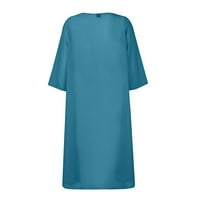 Летни рокли за жени в ръкав дължина на коляното темперамент флорален а-линия ежедневна рокля за шип шия зелено m