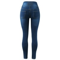 Женски товарни панталони Моден темперамент с висока талия с тънки панталони с тънки панталони с четири бутони Zpered дънки