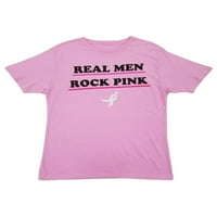 Сюзън Г. Комен Мъжки Истински Мъже Рок Розов Рак На Гърдата Тениска Х-Голям