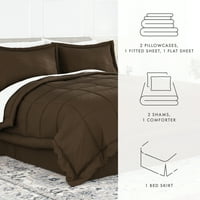 Благородно спално бельо 8-парче шоколад легло в чанта микрофибър спален комплект, Калифорния Кинг