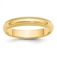 Най-доброто злато 10к жълто злато Милграйн половин кръгла лента, Размер 9.5