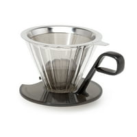 Иглика Сенека боросиликатно стъкло капкомер за кафе с неръждаема стомана филтър, чаша, черно