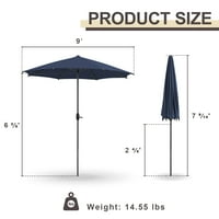 Гардесол 9 фута вътрешен чадър на открито пазар чадър с бутон наклон, здрави ребра за палуба, заден двор, басейн, морско синьо
