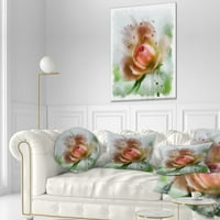 Дизайнарт розово цвете на зелен фон - възглавница за флорално хвърляне-12х20