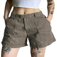 Kelajuan жени къси панталони, бутон за затваряне на цип солидни летни къси панталони с джобове за ежедневни ежедневни