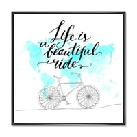 Дизайнарт 'Животът Е Красива Разходка С Велосипед' Традиционна Рамка Платно Стена Арт Принт