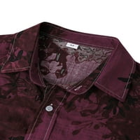 Капрез Мъшките върхове Лапета врат летни ризи бутон надолу по блуза Хавайска тениска с къс ръкав Тениска вино червено m