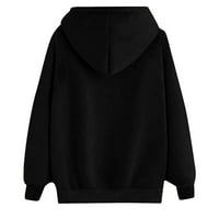 Lovskoo качулки суичър за жени печат зимен качулка пуловер върхове дълги ръкави удобни суичър Black-C