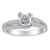 0. Карат кръгла форма бяла естествена диамант полумонт байпас годежен пръстен в 14K твърд бял златен пръстен размер-9.5