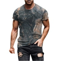 Penkiiy Нова модна ежедневна мъжка тениска печат спортна тениска ръкав кръг-деколте блузи и ризи тениски xl кафяво на клирънс
