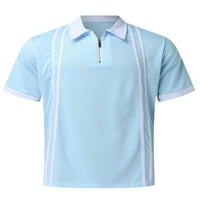 Cindysus мъжки тройник с къс ръкав поло риза ревера тениски за голф пуловер атлетична блуза бяла l