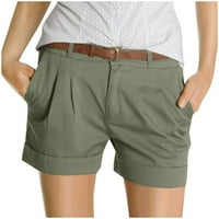 Панталони шиусина За Дамска Мода шорти къси панталони Чино плисе фалшиви Джобни панталони-зелен ШЛ