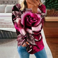 Fanxing Women Tunics Sweatshirt Floral отпечатана риза с дълъг ръкав есен небрежен пуловер върхове S, M, L, XL, XXL