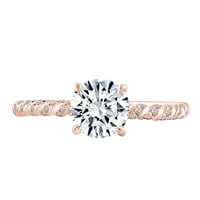 Кръгъл бял естествен диамантен полумонтиращ годежен пръстен в 14k твърд розов златен пръстен размер-7.5