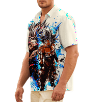 Fnyko Men & Boys Хавайски ризи Дракон топка спокойно прилепнало небрежно къс ръкав бутон надолу хавайски ризи ежедневен подарък за риза за него