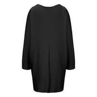 Scyoekwg Големи жилетки за жени модни ежедневни V-образно деколте с дълъг ръкав есен с пуловер Кардиган Топс на блуза есен мода черно m
