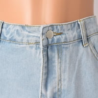 Haxmnou женски панталони с дупки модерни разтягащи се памук с висока талия прави дънки светлосини xxl xxl xxl