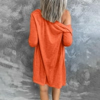 CAICJ CARDIGAN за жени дълги жени бутон кабел плетен жилетка с дълъг ръкав с яка кардиган пуловери падат изходни дрехи оранжево, xxl