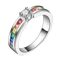 Kayannuo Обратно към училищния клирънс Нова цветна дъгова кристал пръстен дама пръстен пръстен идеален за парти ден страхотен подарък