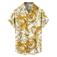 Мъжки и момчета Хавайски ризи Луксозен къс ръкав верига риза барока небрежен бутон надолу дизайн Buchona ризи, -8xl