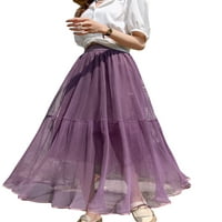Жени половина рокля, плисирана плътна цвят A-облицовка на лятна пролетна улица парти дълга пола с висока талия мрежест тюл туту пола