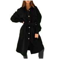Плюс размери якета палта за жени екипаж в врата с дълъг ръкав вълната тънка палто яке за окоп