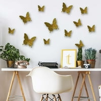Pompotops 3D триизмерна мигаща пеперуда стена стикери Празнични декорации Дневни декоративни стикери за стена