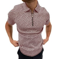 Мъжки ризи ежедневни стилни свободни годни цип Polos Polos Print се спускат с херинга на яка блуза блуза ризи за мъже