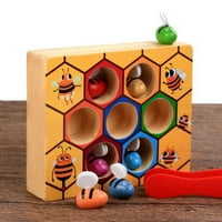 Наздраве.us Toddler Fine Motor Skill Toy, Clamp Bee to Hive Matching Game, дървен пъзел за сортиране на цветове, ранно обучение за предучилищна образователна играчка за подаръци за години деца