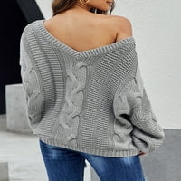 Буци пуловери за жени зима Дълъг ръкав в врата кабел плета пуловер върхове