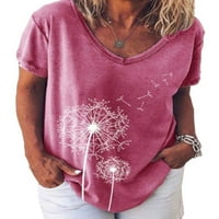 Жени лятна почивка случайни хлабав флорални тениска Топ глухарче отпечатани отдих туника блуза м-Ксксл червено КСКСЛ