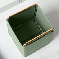 Кожени квадратни писалки моливи държач купа Настолни канцеларски органайзер случай Офис аксесоари контейнер Бо-зелен