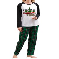 Семейство Коледа Пижами комплект бебе гащеризон Дълъг ръкав върхове и карирани панталони комплект съвпадение спално облекло