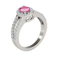 Mauli Jewels пръстени за жени 1. Карат диамант и овална форма розово 4-Prong 10K бяло злато